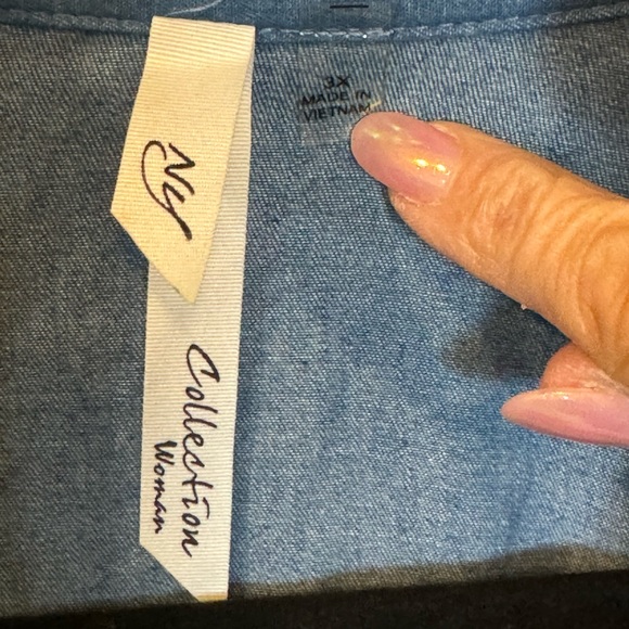 NY Collection Denim Dress 3X. Sides are different material see last pic - Picture 4 of 7